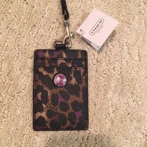 BRAND NEW Coach Lanyard; Purple cheetah print NWT!